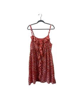 Lane Bryant Womens Pink and White Ruffle Mid-length Dress Size 14/16